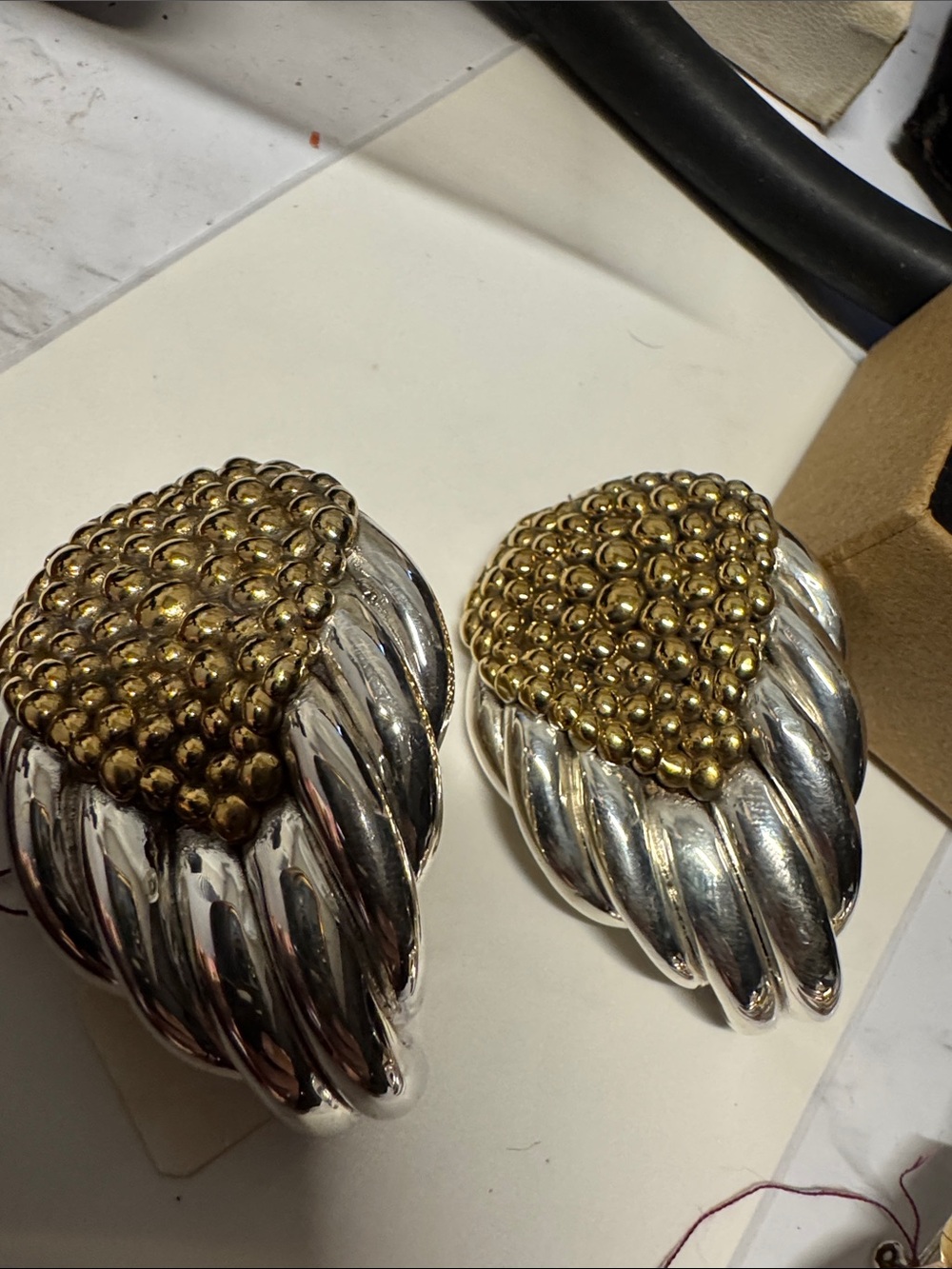 Two-Tone sterling Silver and Gold Statement Earrings